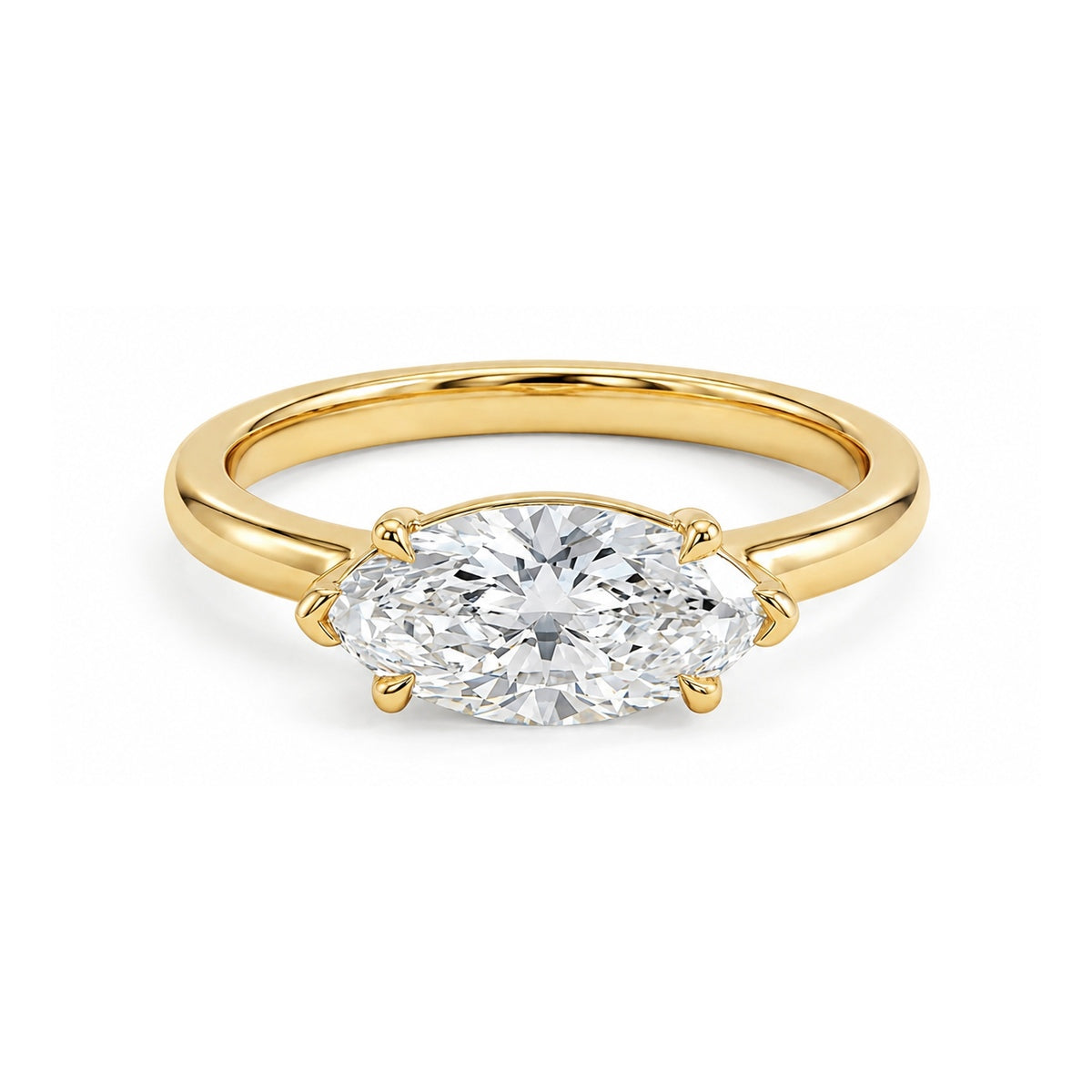 East-West Marquise Solitaire Ring — marquise lab grown diamond ring by Vimora Diamonds
