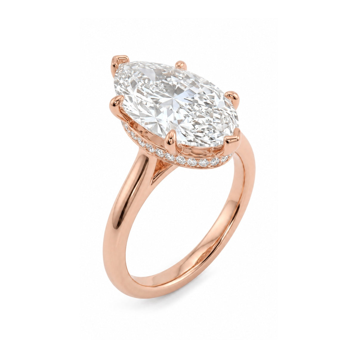Marquise Solitaire Ring with Hidden Halo — certified lab grown diamond ring from Vimora Diamonds