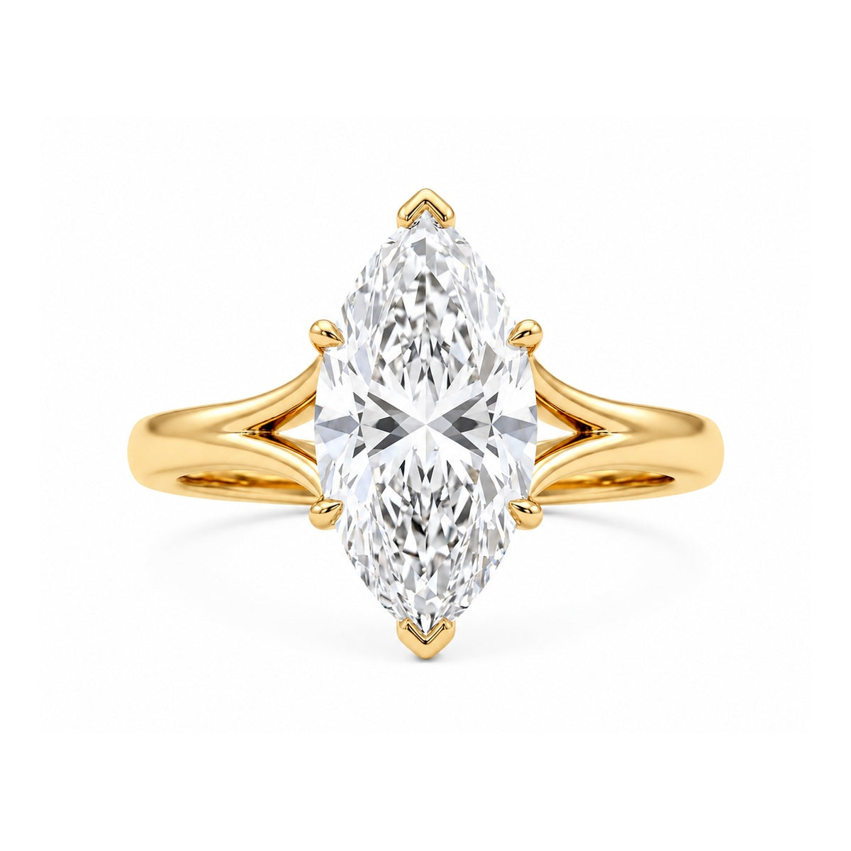 Marquise Split-Shank Cathedral Solitaire Ring — marquise lab grown diamond ring by Vimora Diamonds
