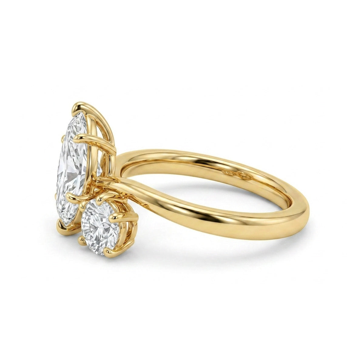 Marquise & Round Toi et Moi Ring — marquise and round lab grown diamond ring in 9K, 14K or 18K gold