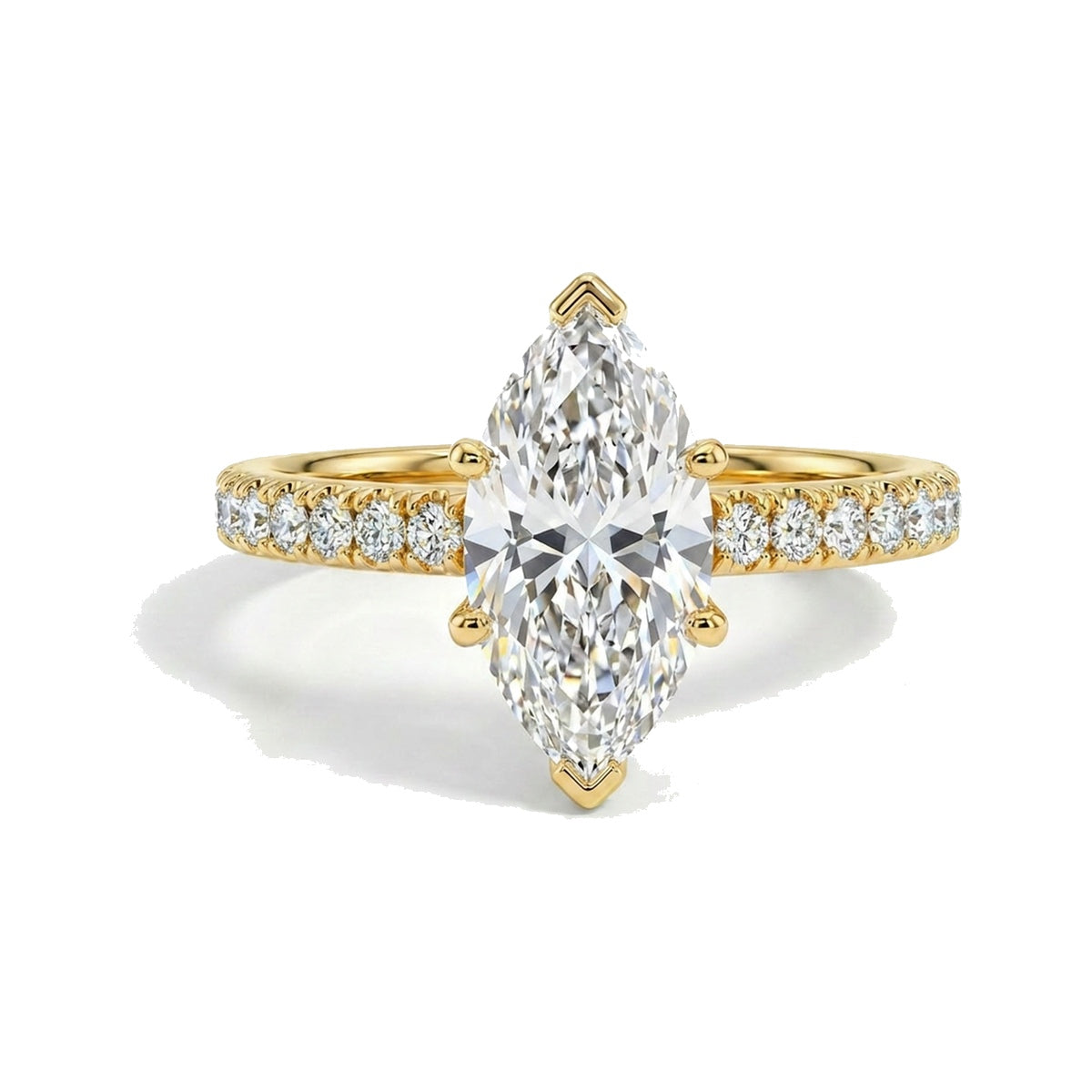Marquise Pavé Solitaire Ring — marquise lab grown diamond ring by Vimora Diamonds