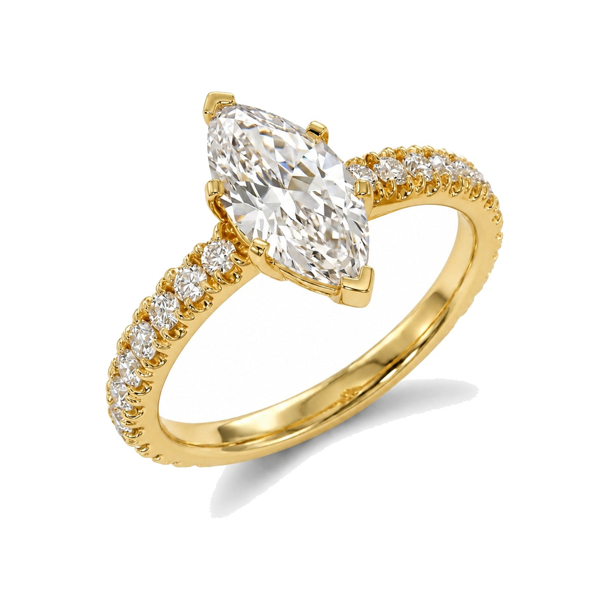Marquise Pavé Solitaire Ring in IGI certified lab grown diamond and BIS hallmarked gold
