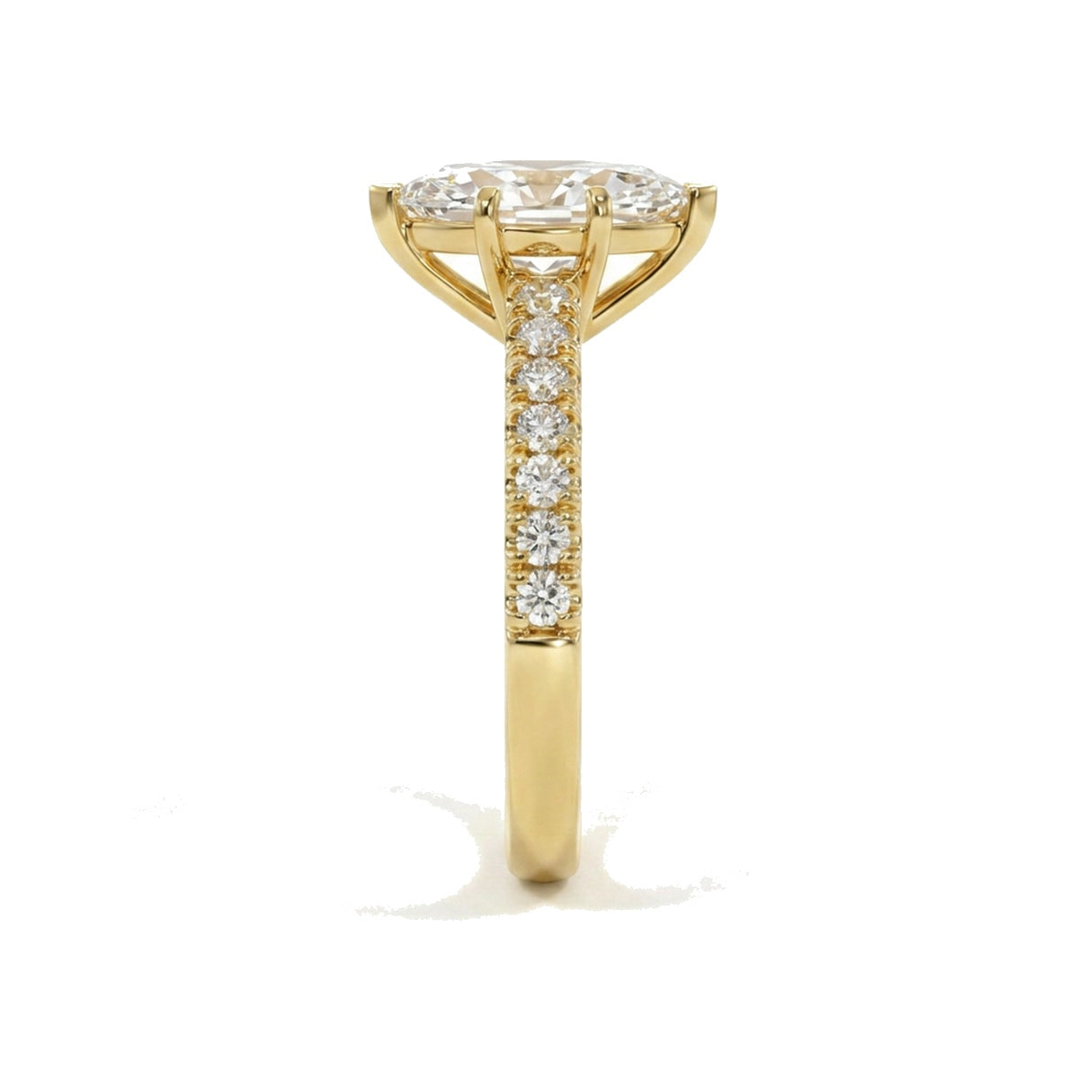 Marquise Pavé Solitaire Ring — marquise lab grown diamond ring in 9K, 14K or 18K gold