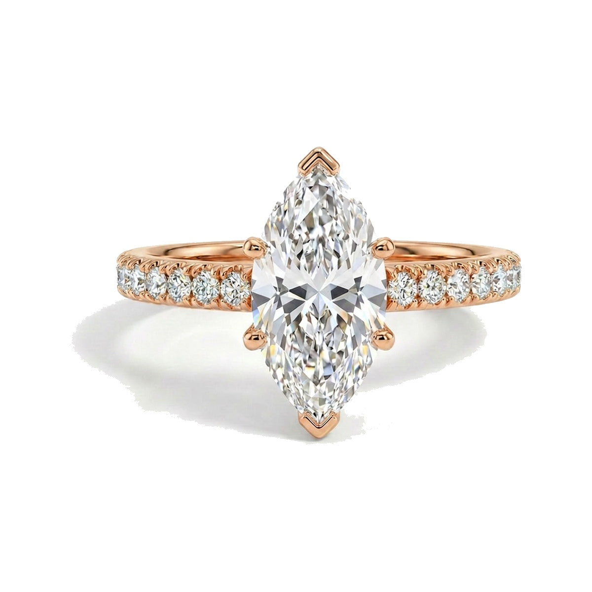 Marquise Pavé Solitaire Ring — certified lab grown diamond ring from Vimora Diamonds