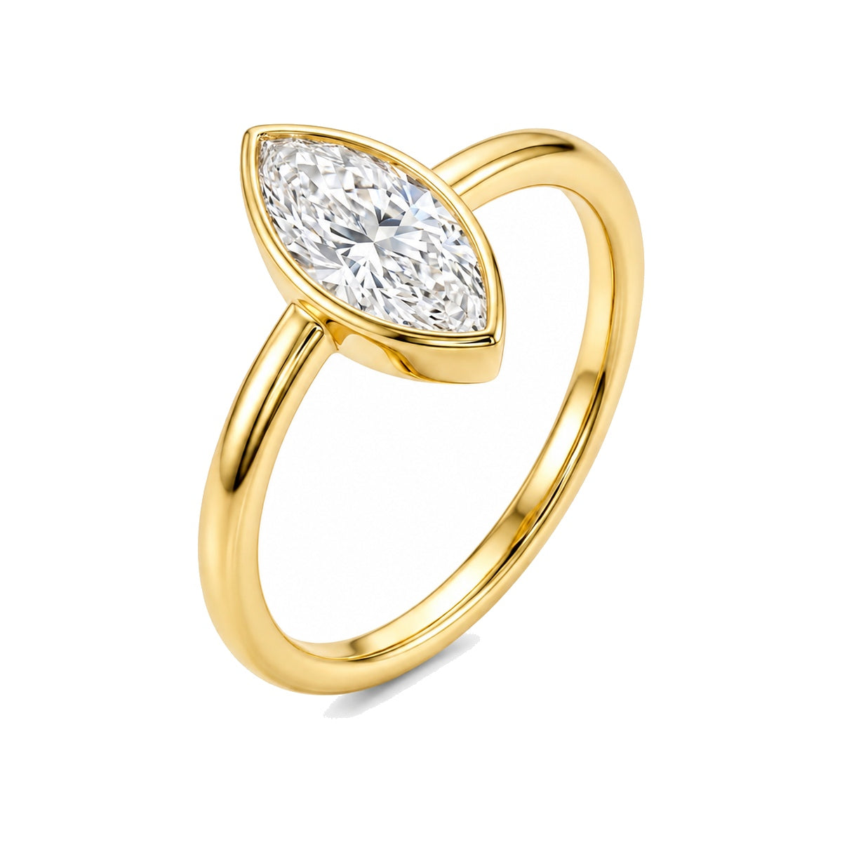 Minimalist Bezel Marquise Ring in IGI certified lab grown diamond and BIS hallmarked gold