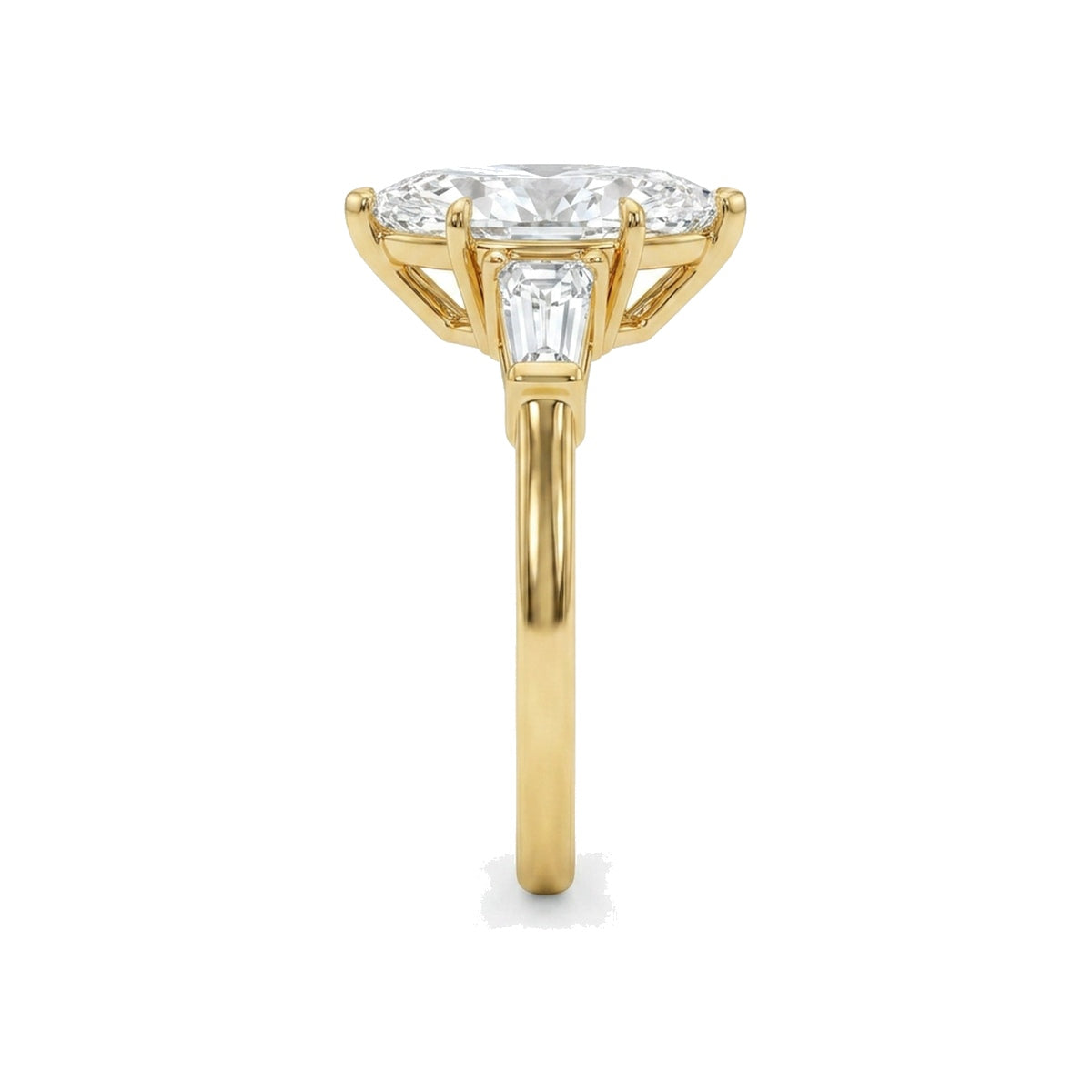 Marquise Three-Stone Ring with Tapered Baguette Sides — certified lab grown diamond ring from Vimora Diamonds
