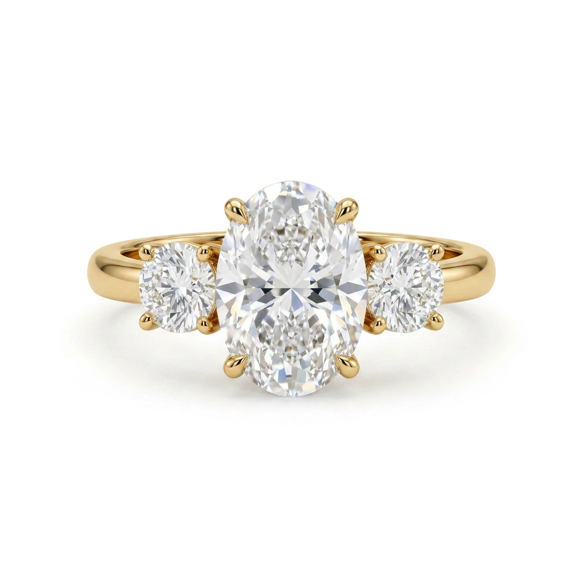 Oval Three-Stone Ring with Round Sides — oval and round lab grown diamond ring by Vimora Diamonds
