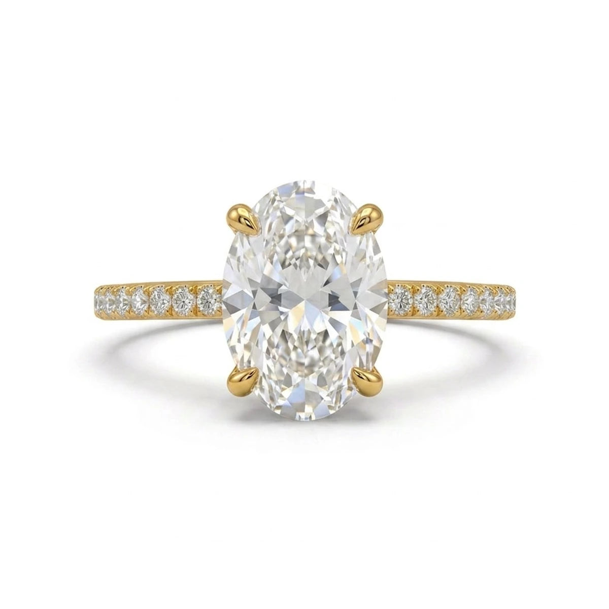Oval Pavé Solitaire Ring — oval lab grown diamond ring by Vimora Diamonds