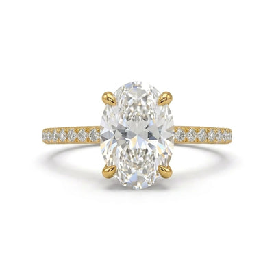 Oval Pavé Solitaire Ring — oval lab grown diamond ring by Vimora Diamonds
