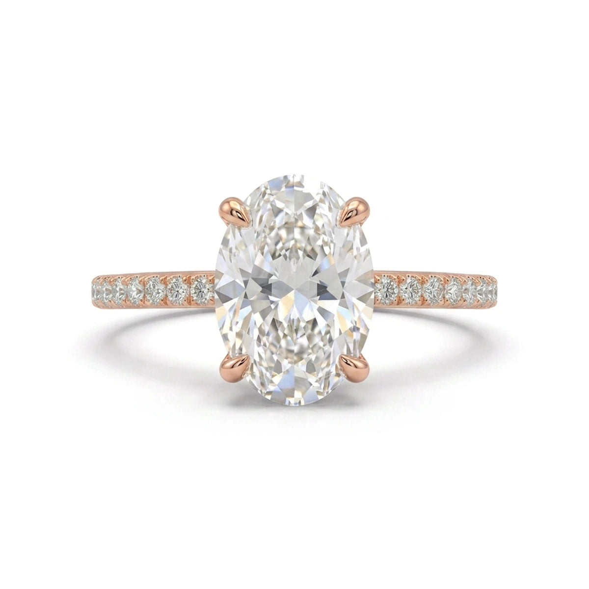 Oval Pavé Solitaire Ring — certified lab grown diamond ring from Vimora Diamonds