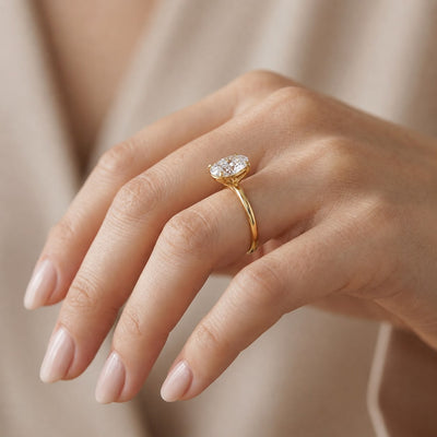 Oval Solitaire Ring — oval lab grown diamond ring in solid hallmarked gold