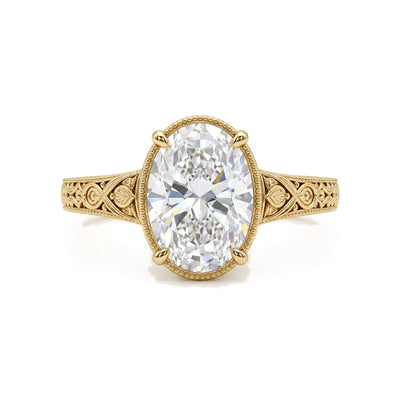 Oval Vintage Filigree Bezel Ring — oval lab grown diamond ring by Vimora Diamonds