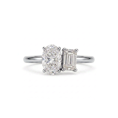 Oval & Emerald Toi et Moi Ring — certified lab grown diamond ring from Vimora Diamonds