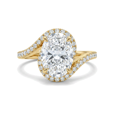 Oval Twist Shank Ring with Pavé — oval lab grown diamond ring by Vimora Diamonds