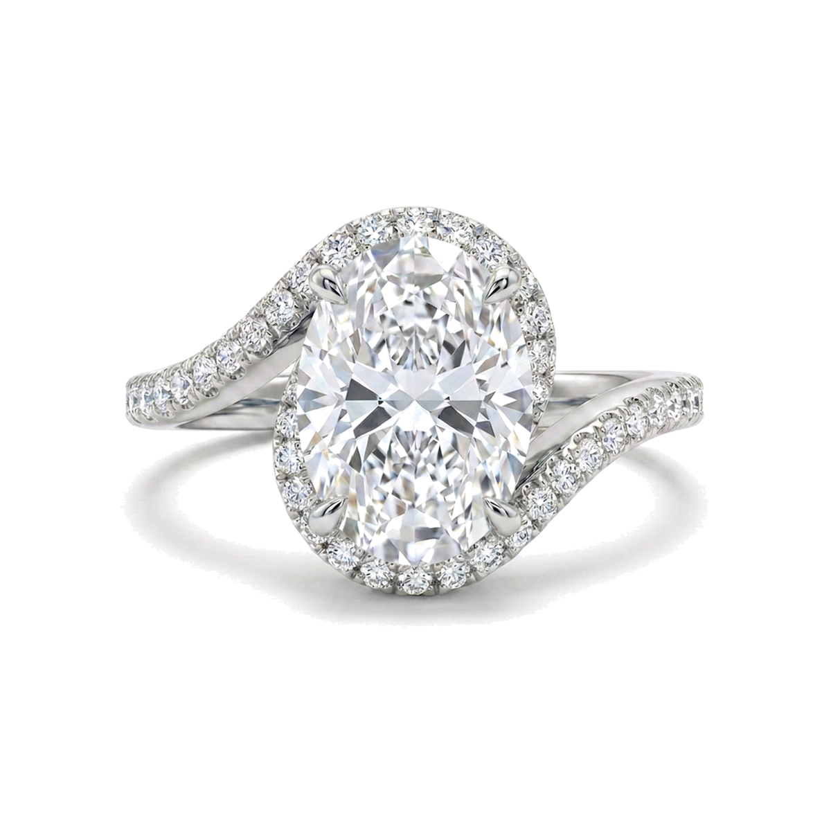 Oval Twist Shank Ring with Pavé — certified lab grown diamond ring from Vimora Diamonds