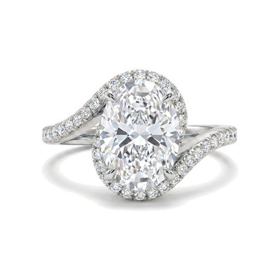 Oval Twist Shank Ring with Pavé — certified lab grown diamond ring from Vimora Diamonds
