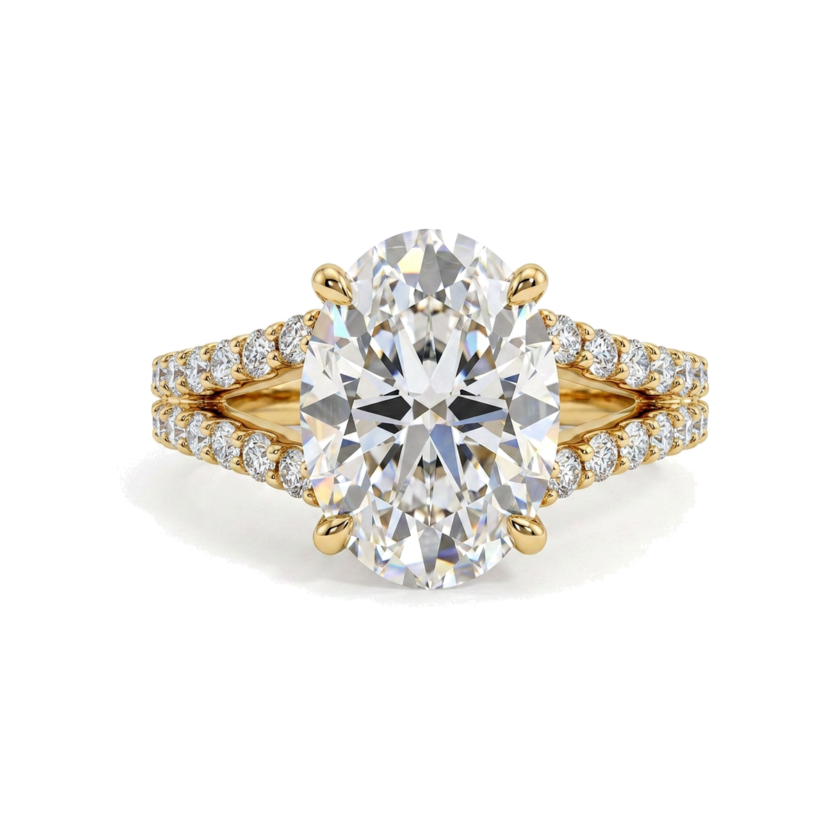 Oval Split Shank Ring with Pavé — oval lab grown diamond ring by Vimora Diamonds