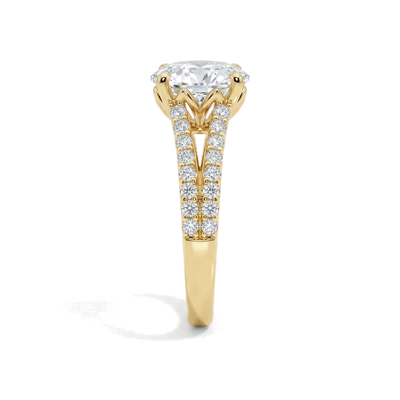 Oval Split Shank Ring with Pavé — oval lab grown diamond ring in 9K, 14K or 18K gold