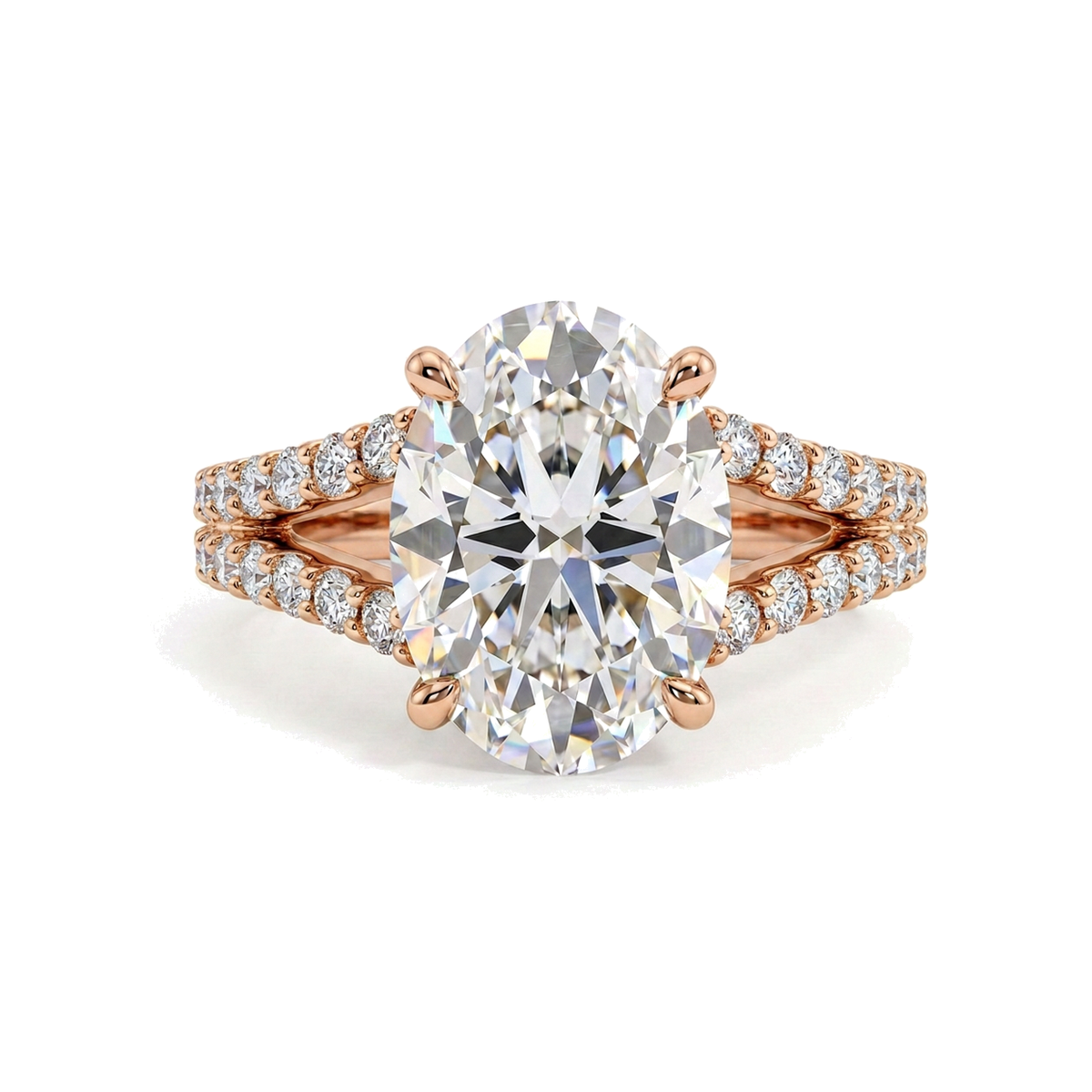 Oval Split Shank Ring with Pavé — certified lab grown diamond ring from Vimora Diamonds