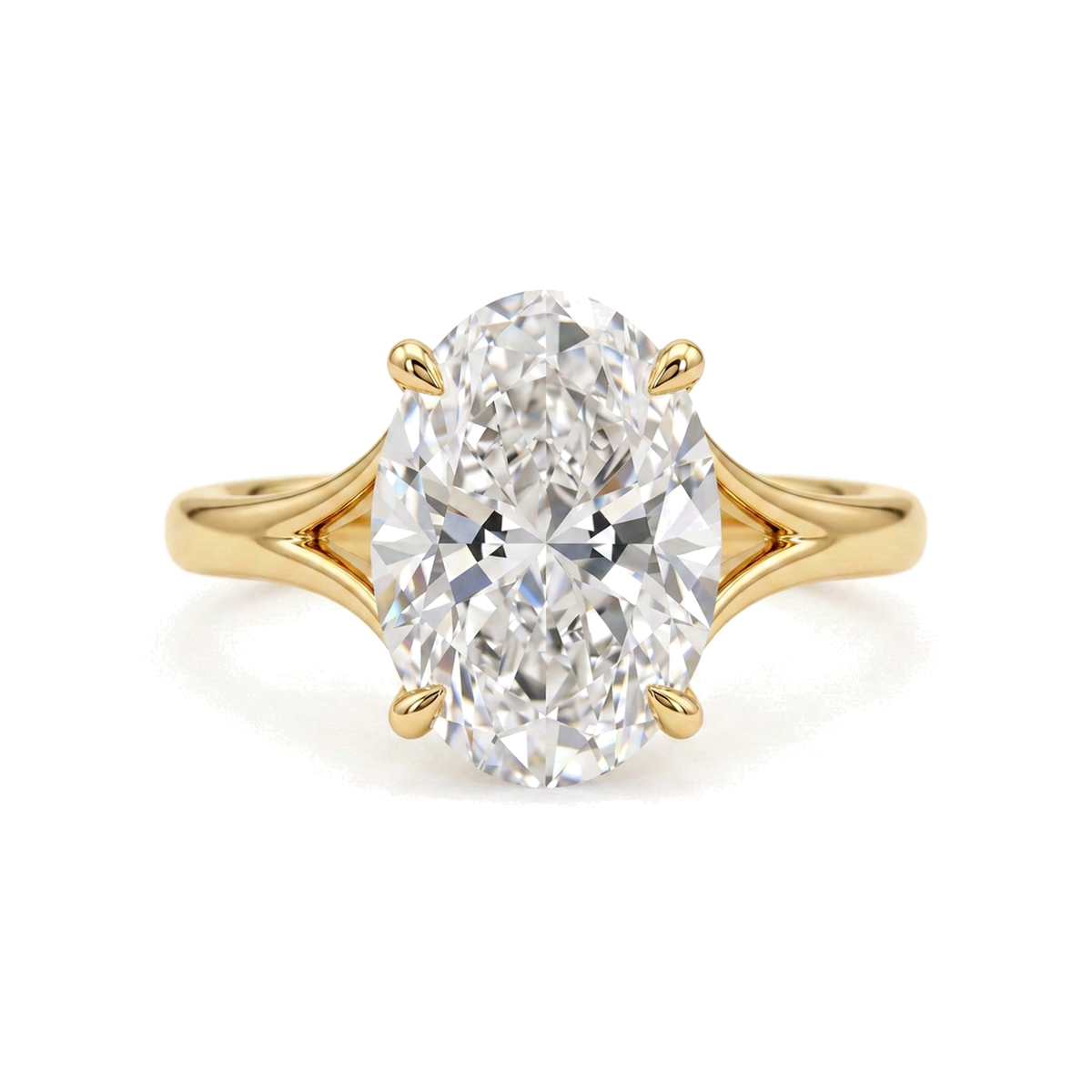 Oval Split-Shank Cathedral Solitaire Ring — oval lab grown diamond ring by Vimora Diamonds