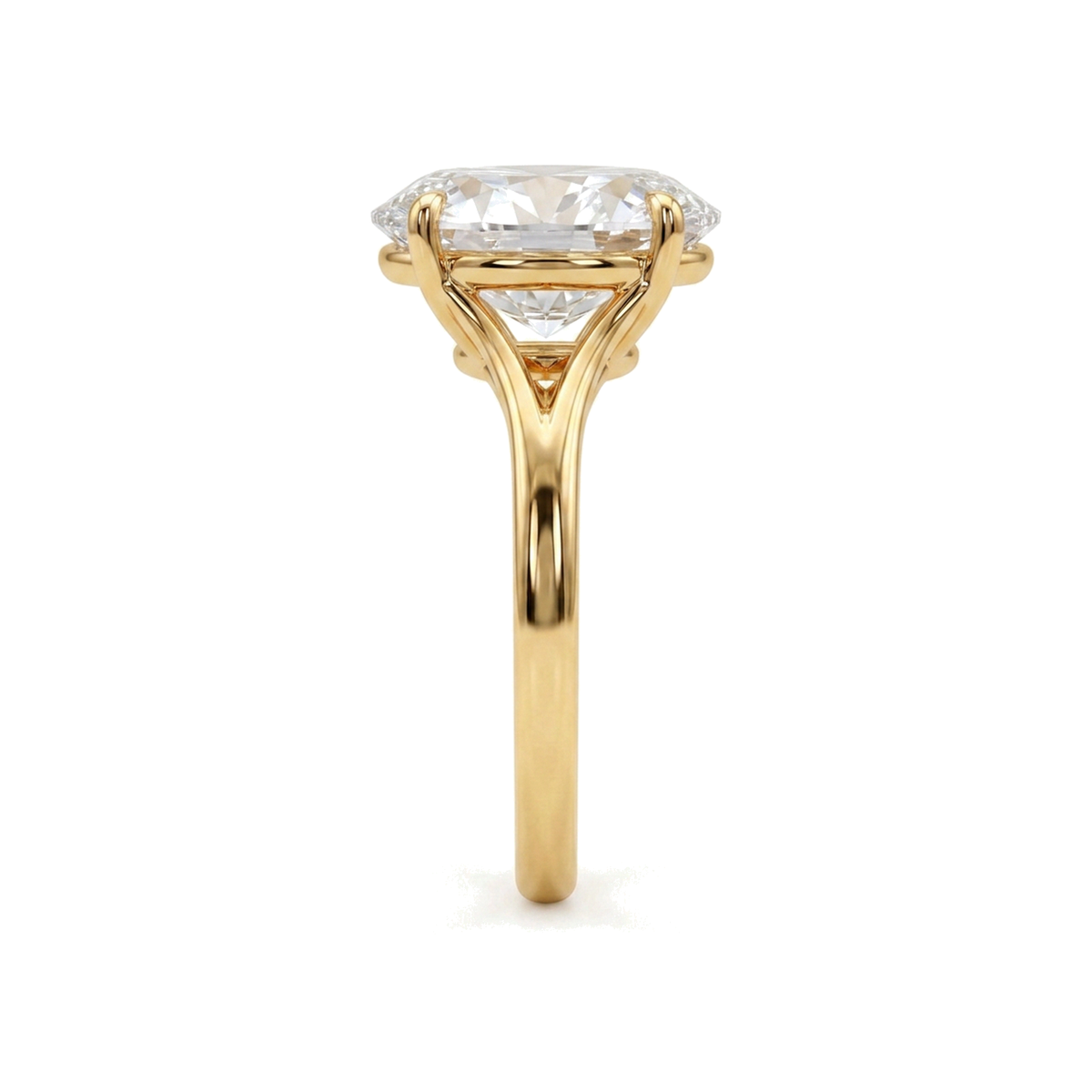 Oval Split-Shank Cathedral Solitaire Ring — oval lab grown diamond ring in 9K, 14K or 18K gold