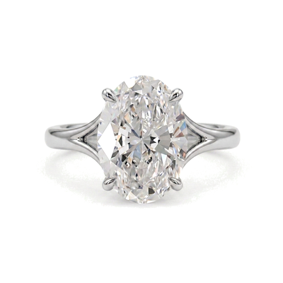 Oval Split-Shank Cathedral Solitaire Ring — oval lab grown diamond ring in solid hallmarked gold
