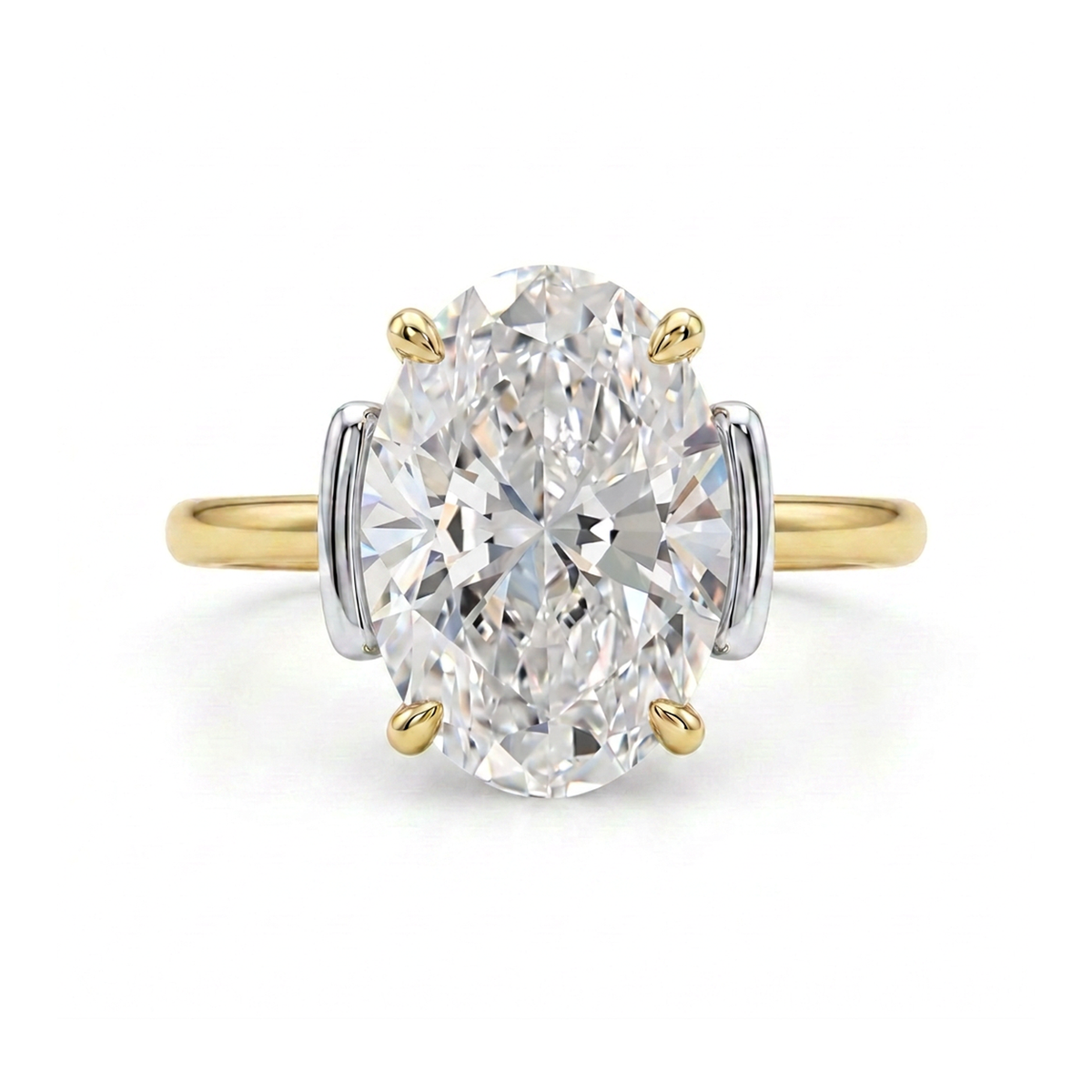 Oval Two-Tone Solitaire Ring — oval lab grown diamond ring by Vimora Diamonds