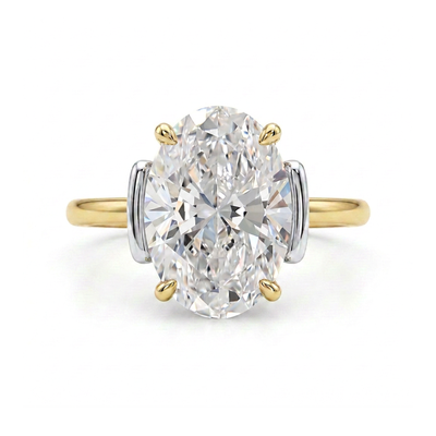 Oval Two-Tone Solitaire Ring — oval lab grown diamond ring by Vimora Diamonds