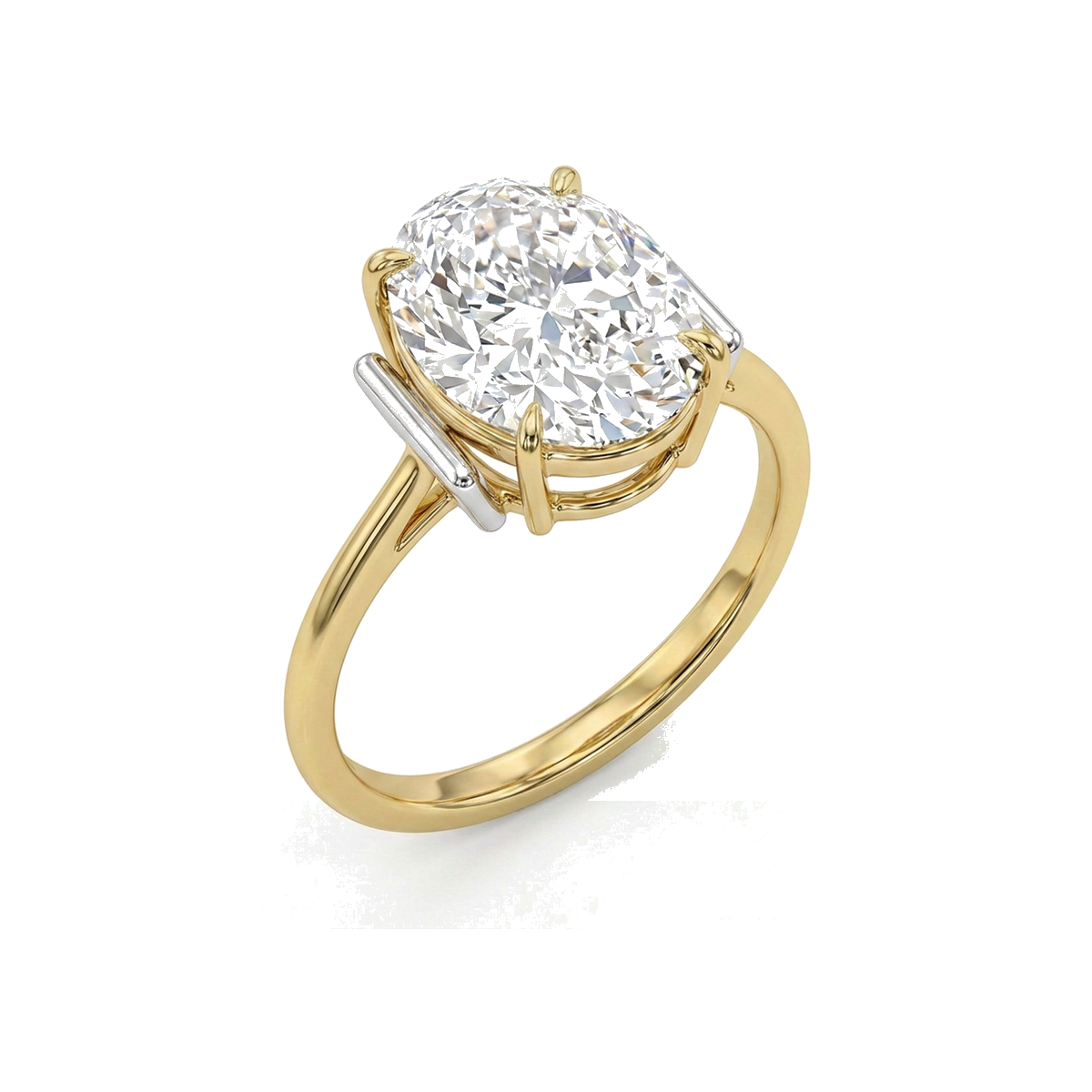 Oval Two-Tone Solitaire Ring — oval lab grown diamond ring in 9K, 14K or 18K gold