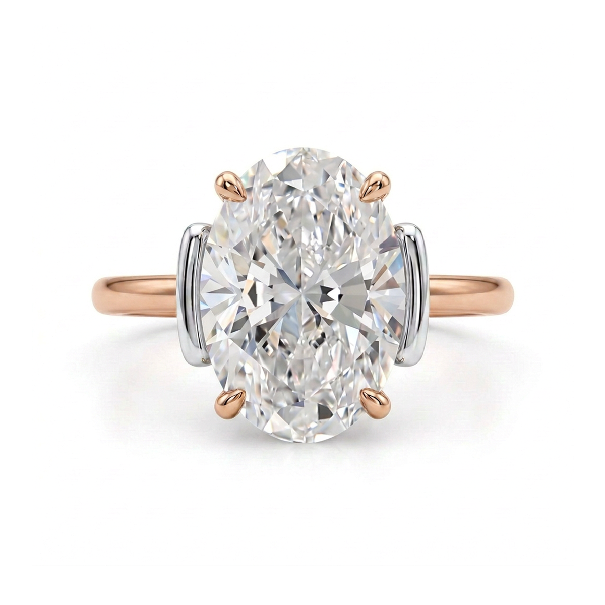 Oval Two-Tone Solitaire Ring — certified lab grown diamond ring from Vimora Diamonds
