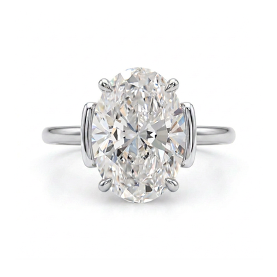 Oval Two-Tone Solitaire Ring — oval lab grown diamond ring in solid hallmarked gold