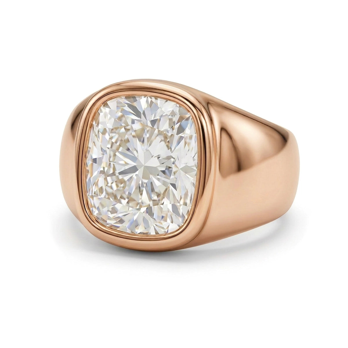Men's Cushion Bezel Signet Ring — certified lab grown diamond ring from Vimora Diamonds