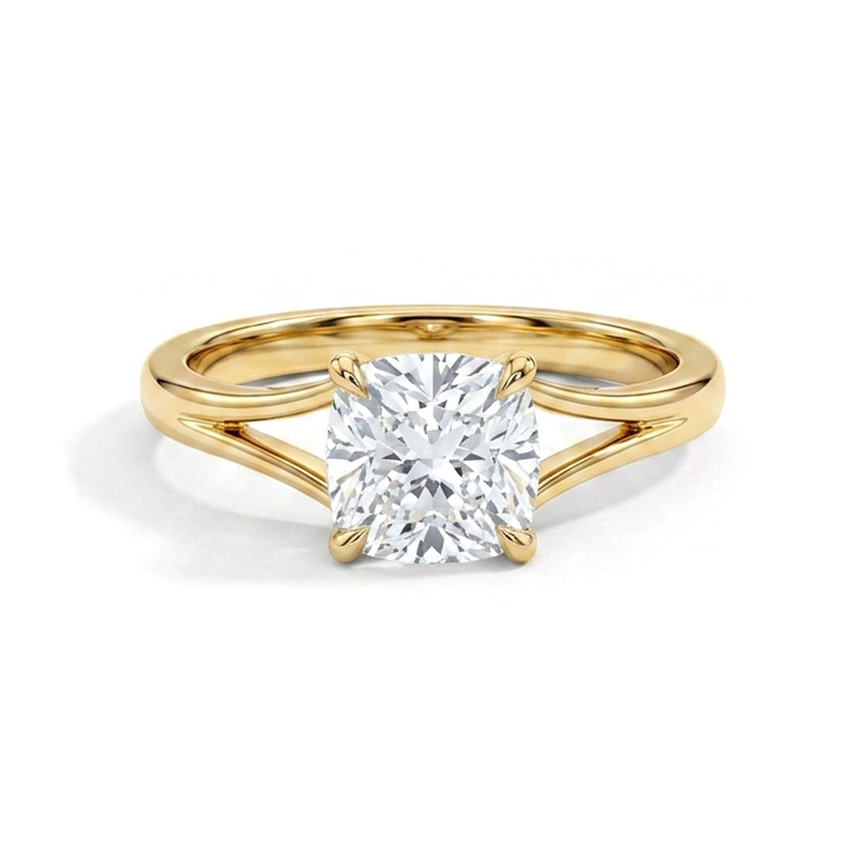 Cushion Split-Shank Cathedral Solitaire Ring — cushion lab grown diamond ring by Vimora Diamonds