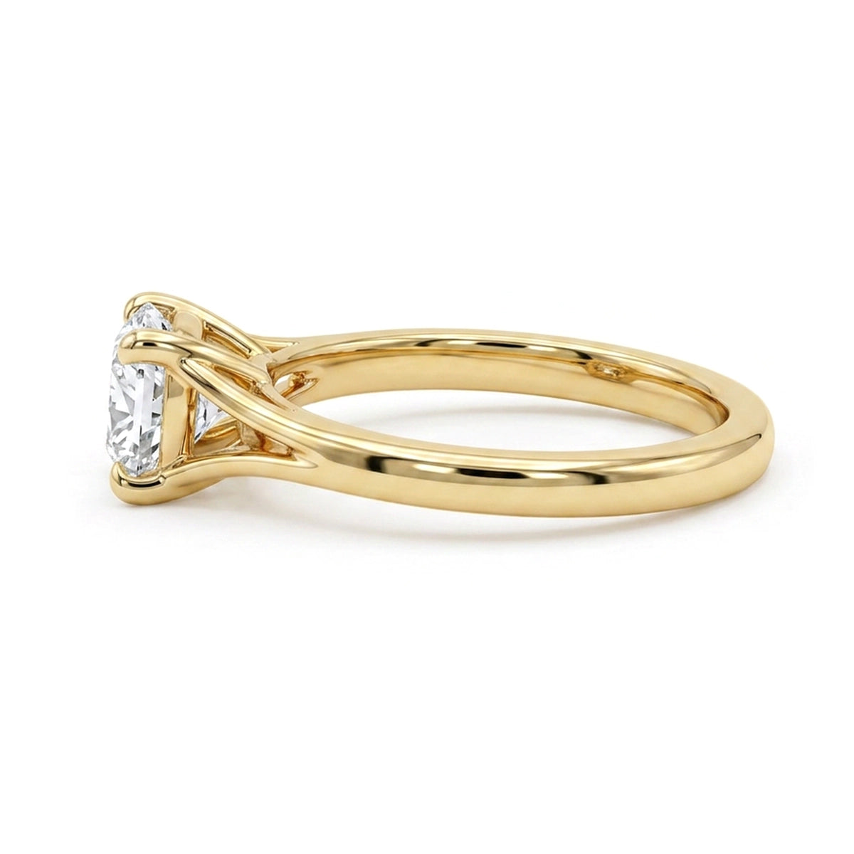 Cushion Split-Shank Cathedral Solitaire Ring — cushion lab grown diamond ring in 9K, 14K or 18K gold