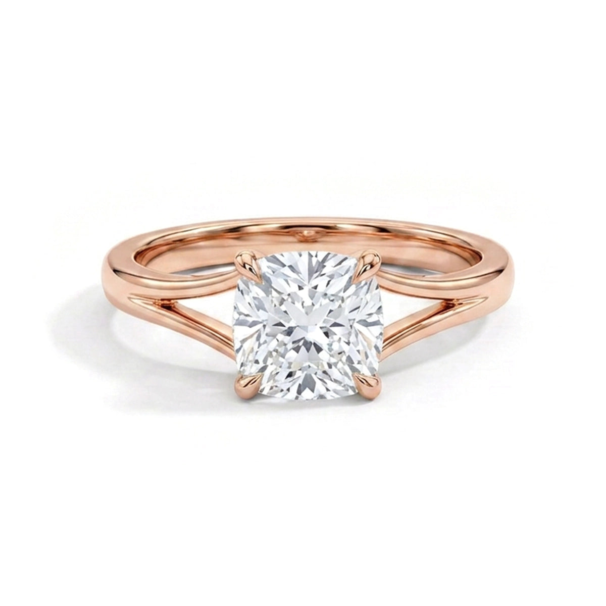 Cushion Split-Shank Cathedral Solitaire Ring — certified lab grown diamond ring from Vimora Diamonds