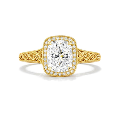Vintage Cushion Halo Ring — cushion lab grown diamond ring by Vimora Diamonds
