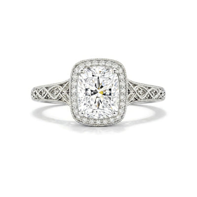 Vintage Cushion Halo Ring — certified lab grown diamond ring from Vimora Diamonds