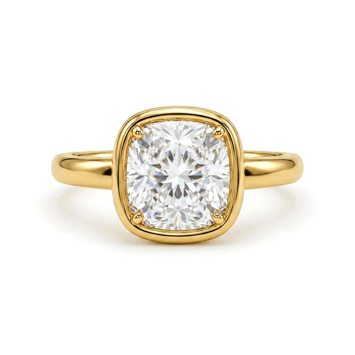 Cushion Bezel Solitaire Ring — cushion lab grown diamond ring by Vimora Diamonds