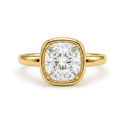 Cushion Bezel Solitaire Ring — cushion lab grown diamond ring by Vimora Diamonds