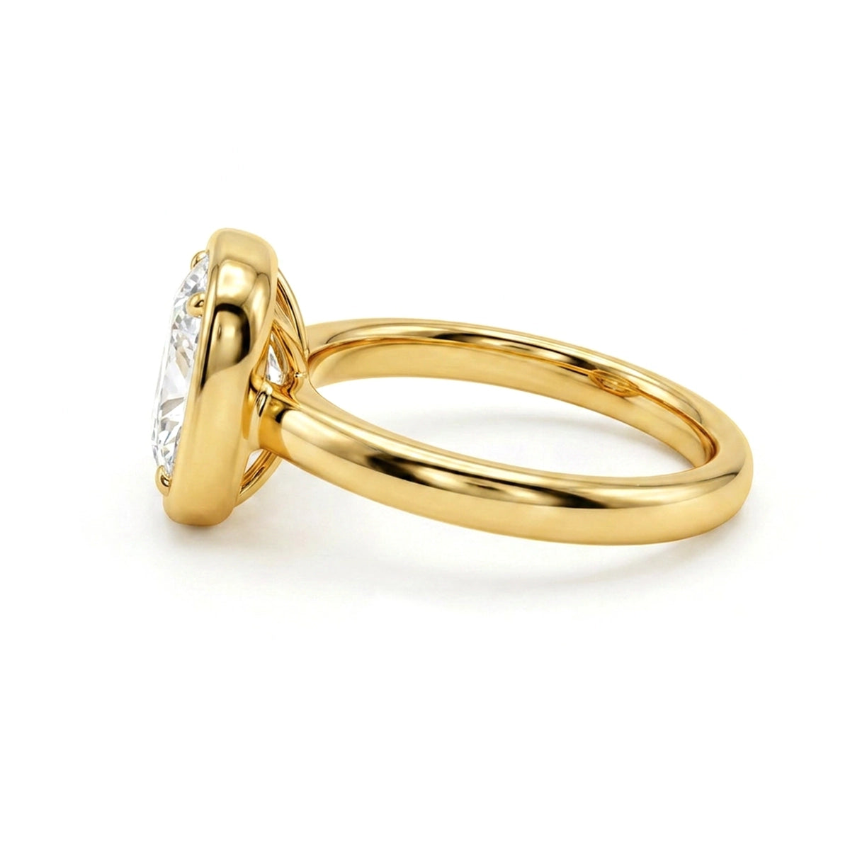 Cushion Bezel Solitaire Ring — cushion lab grown diamond ring in 9K, 14K or 18K gold