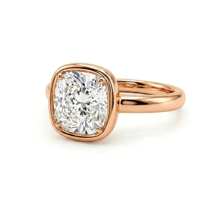 Cushion Bezel Solitaire Ring — certified lab grown diamond ring from Vimora Diamonds