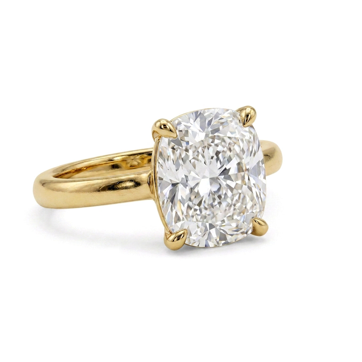 Cushion Solitaire Ring — cushion lab grown diamond ring in 9K, 14K or 18K gold