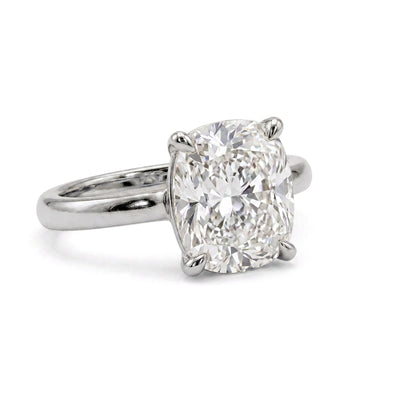Cushion Solitaire Ring — cushion lab grown diamond ring in solid hallmarked gold