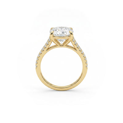 Cushion Split-Shank Pavé Ring — cushion lab grown diamond ring in 9K, 14K or 18K gold