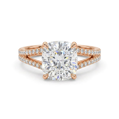 Cushion Split-Shank Pavé Ring — certified lab grown diamond ring from Vimora Diamonds