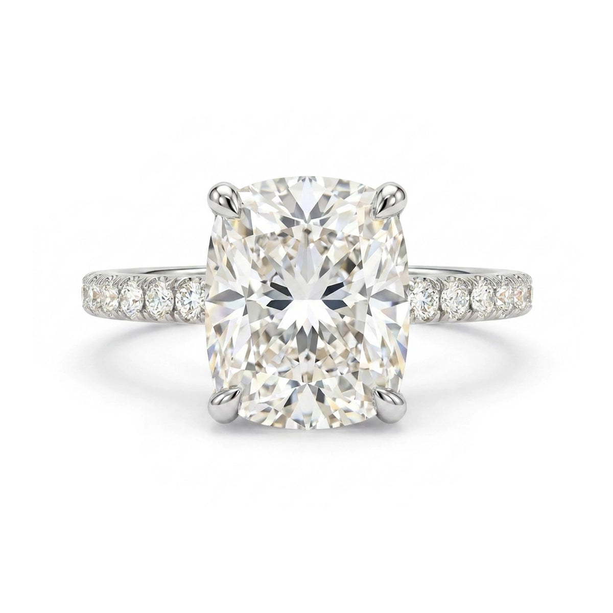 Cushion Hidden Halo Pavé Ring — certified lab grown diamond ring from Vimora Diamonds