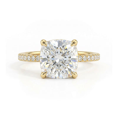 Square Cushion Cathedral Halo Ring — cushion and square lab grown diamond ring by Vimora Diamonds