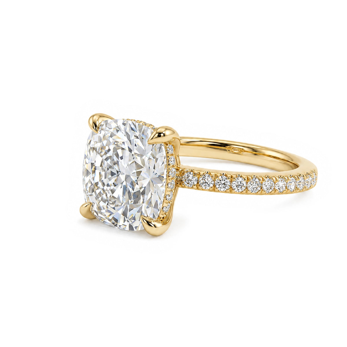 Square Cushion Cathedral Halo Ring in IGI certified lab grown diamond and BIS hallmarked gold