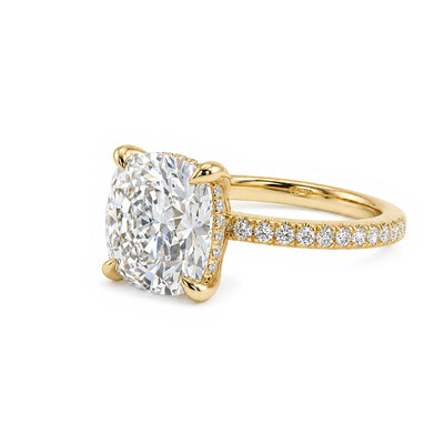 Square Cushion Cathedral Halo Ring in IGI certified lab grown diamond and BIS hallmarked gold