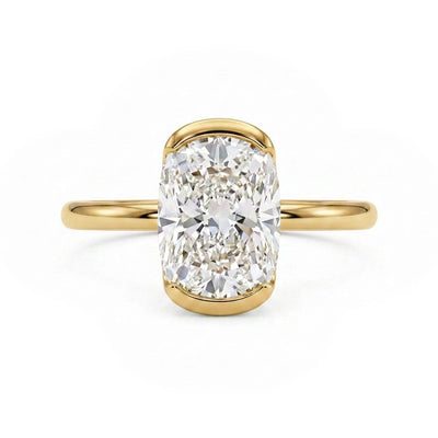 Cushion Half-Bezel Solitaire Ring — cushion lab grown diamond ring by Vimora Diamonds